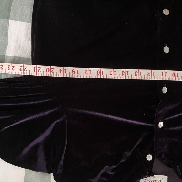 Y2K Jessica Velvet Shirt Womens 12 Purple Whimsigoth Fairy Dark Romantic Blouse - Picture 6 of 7